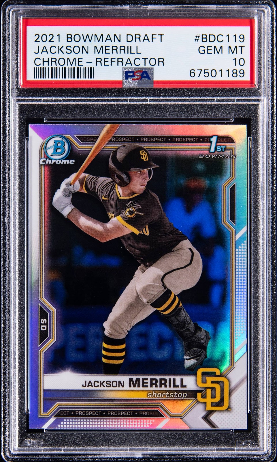 2021 Bowman Draft Chrome Refractor #BDC119 Jackson Merrill Rookie Card - PS