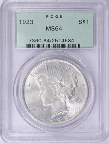1923  Peace Silver Dollar - PCGS MS-64 -  Old Green Holder