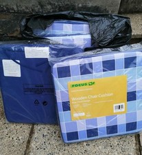 Image of Set of 4 Chair Pads/Cushions with Ties and Removable Zip Covers. Size 46x46x5cm