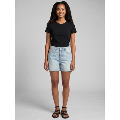 ee:some Light Wash Denim Mom Shorts High Rise Relaxed Casual Summer Jean Shorts
