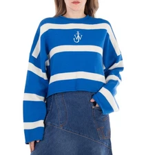 JW Anderson Anchor Logo Striped Cropped Jumper, Size Small