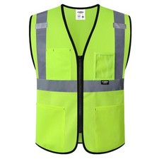 High Vis Safety Vest for Men Women with Pockets and Zipper Hi Visibility Vest
