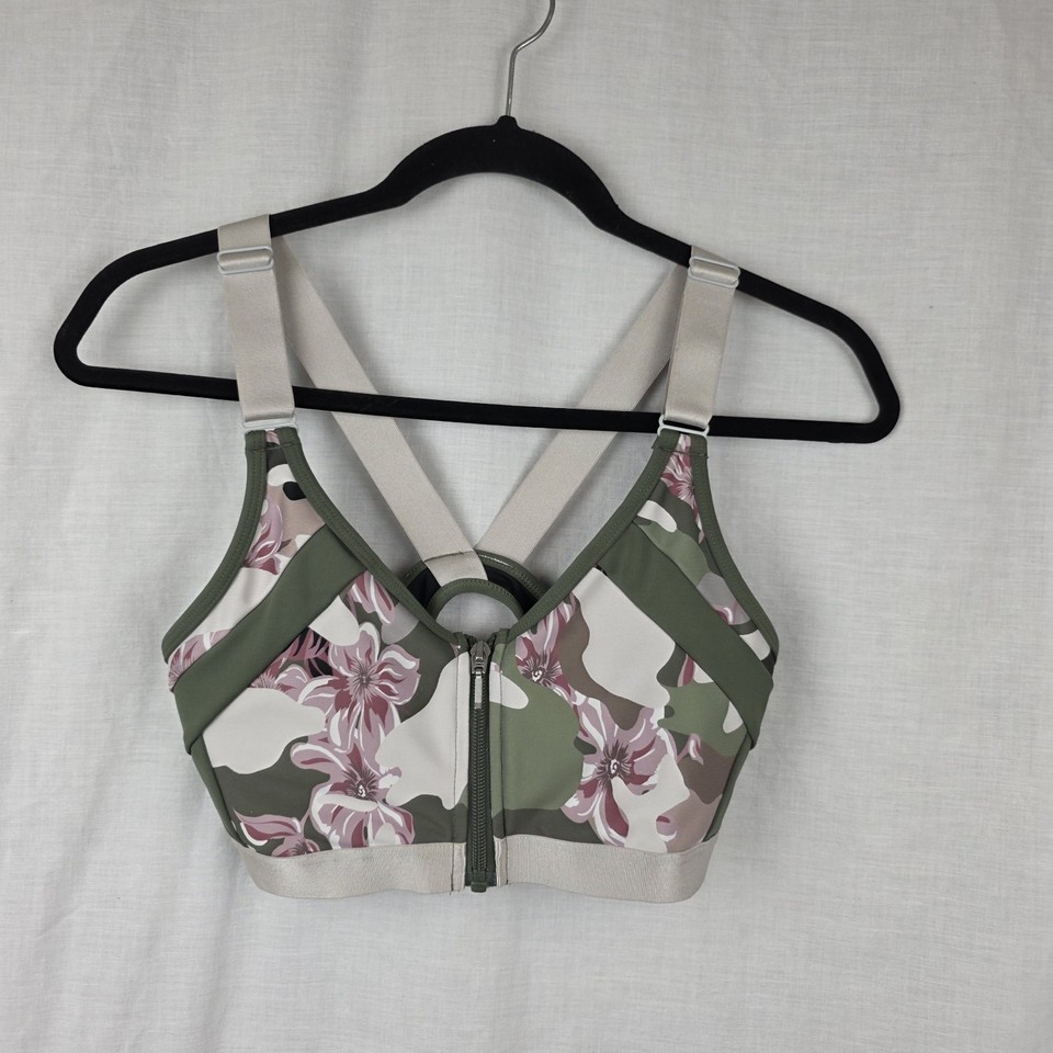 RockWear Size 10 Sports Bra Camo Print Zipper No Padding (14" Bust)