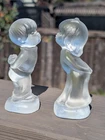 Vintage Fenton Art Glass Crystal Manganese Glass Kissing Boy And Girl