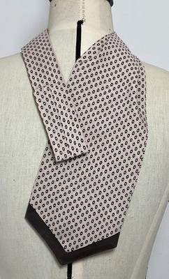 UNBRANDED men s Ascot Tie In Beige W A Brown Geometric Pattern EX.CON