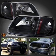 Fits 1997-2003 Ford F150 Expedition Black Headlightscorner Signal Lamps 97-03 Fits 1997-2003 Ford F150 Expedition Black Headlightscorner Signal Lamps 97-03