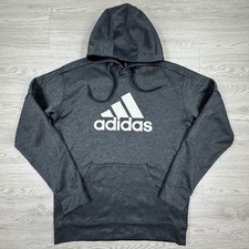 Adidas Men's Hoodie Pullover Climawarm Logo Graphic Gray Medium Kangaroo Pocket