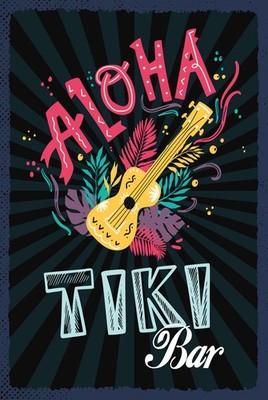 Blechschild 30x20 cm Aloha Tiki Bar Gitarre Deko Geschenk  Schild