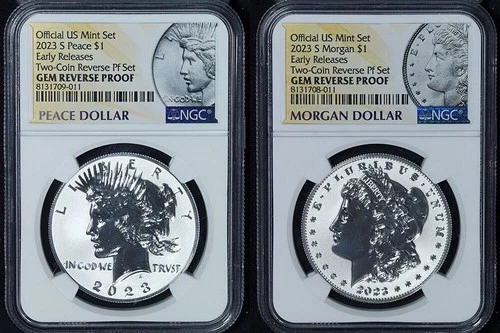 2023-S Morgan & Peace Silver Dollar 2-Coin Reverse Proof Set NGC Gem Proof Ea...