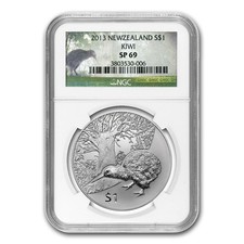 2013 New Zealand 1 oz Silver Treasures $1 Kiwi SP-69 NGC