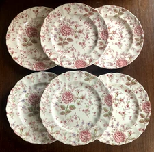 Johnson Bros “Rose Pink Chintz” 9 7/8" Dinner Plates Set/6 Please read Desc.