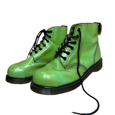 Vintage Dr Martens 8 Eye Steel Toe Boots Acid Green Made England Rare UK 4  