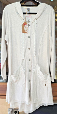 TREDY romantisch verspielte elegante Long Jacke BEIGE Gr. 2  (40-42) *N E U *