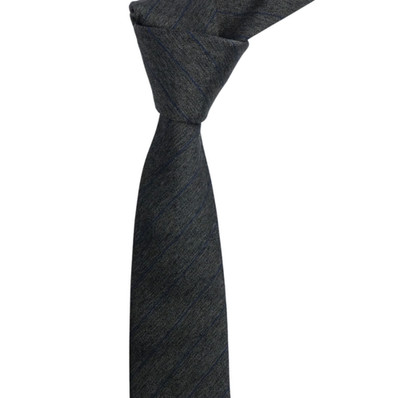 $190 NWOT TONELLO Gray w Blue Pin Stripes Silk Neck Tie Italy 2.1W Skinny