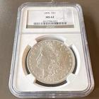 Morgan Silver Dollar $1 Coin 1896 MS62 NGC 0.9 Fineness