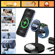 25W 3-in-1 Wireless Fast Charging Station for MagSafe, iPhone, AirPods, Apple Wa
