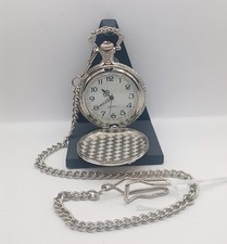 12IN, 46MM, Silver Tone Pocket Watch, Quartz Battery Movement, Arabic Numerals