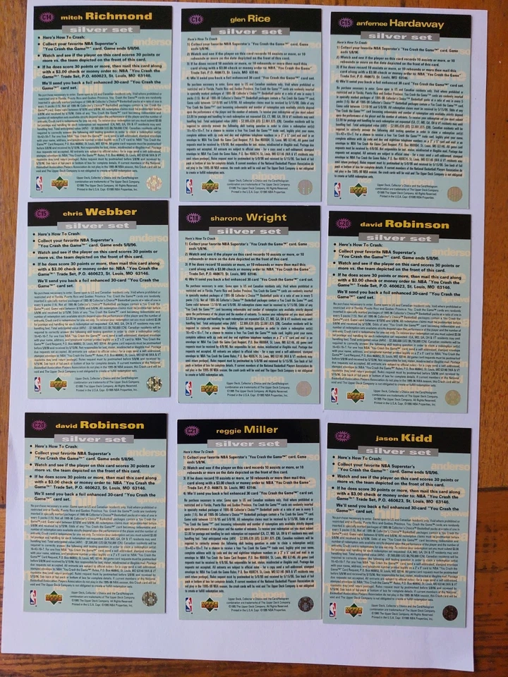 1995-96 Upper Deck Collector’s Choice You Crash The Game Silver 25 of 30 cards - Image 4 of 4