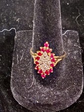 Diamond, ruby and gold ring. 14k
