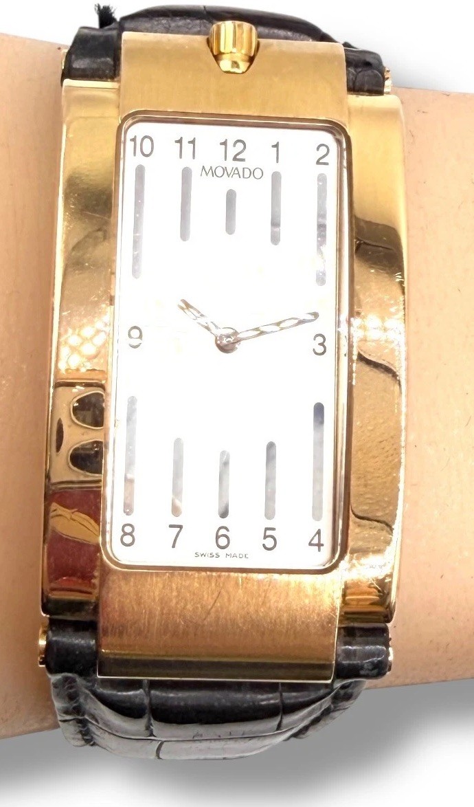 Rare Vintage Movado 18k Rose Gold Quartz Watch 83 Grams image 5