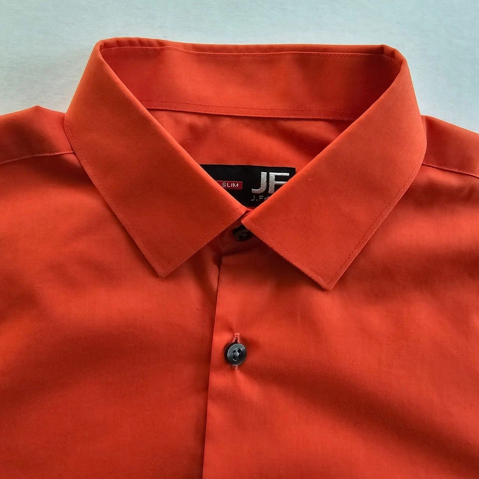 Camisa de vestir J. Ferrar con botones naranja para hombre ajustada talla M 15-15 1/2 32-33 Foto 4 de 4
