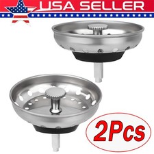 2 Pcs Stainless Steel Home Kitchen Sink Drain Stopper Basket Strainer Waste Plug