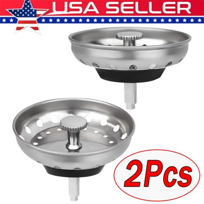 #ad 2 Pcs Stainless Steel Home Kitchen Sink Drain Stopper Basket Strainer Waste Plug $6.29