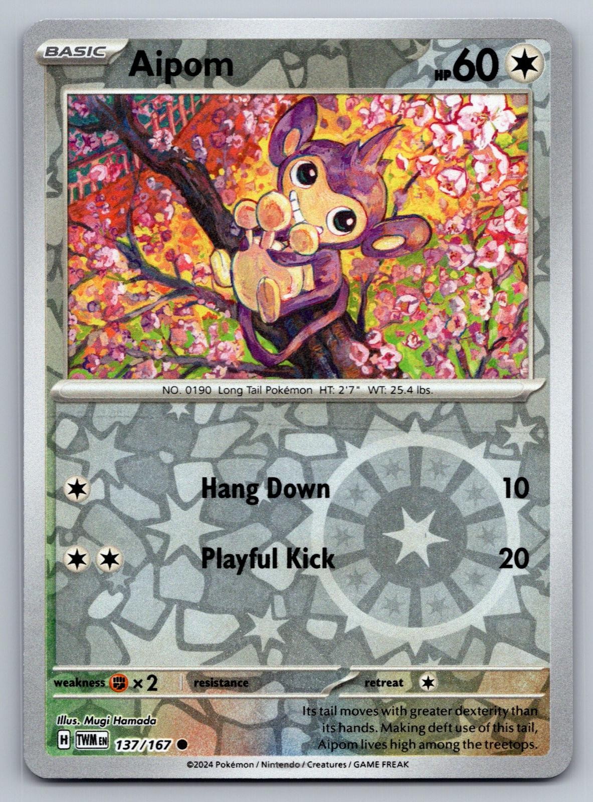 Aipom 137/167 Common Twilight Masquerade Pokemon Reverse Holo Near Mint