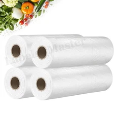 4 Rolls 12"x20" Clear Plastic Produce Bags On Roll Kitchen Food Storage Fruit