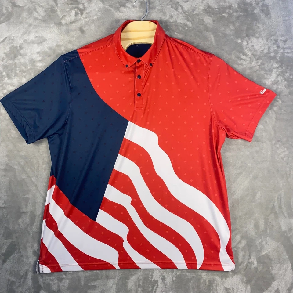 Camisa Polo de Golf Patriótica Estrella Bandera de Estados Unidos Walter Hagen Para Hombres XXL Foto 3 de 4