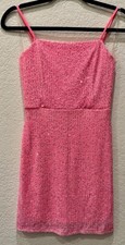 Crystal Doll Sequin Mini Dress Juniors Women's Small pink Party Prom NWT