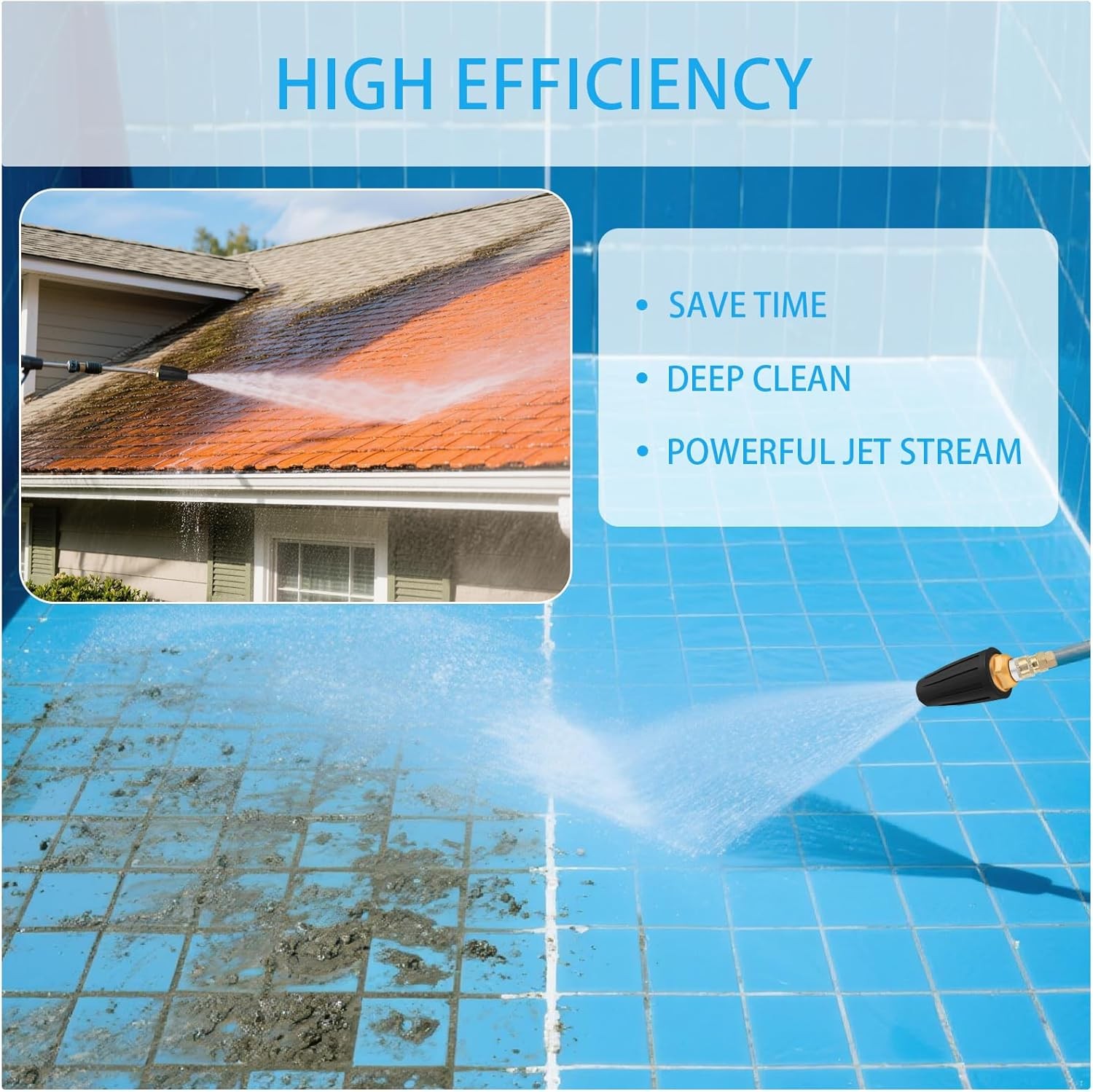 Turbo Nozzle Pressure Washer Tips, Max 4000 PSI, Upgrade 360° Rotating Turbo Sp