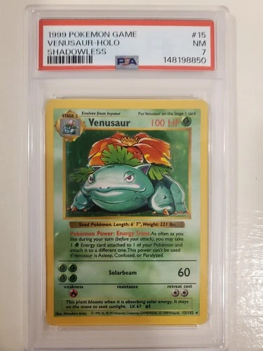 Pokémon VENUSAUR Shadowless Holo 15/102 PSA 7 NM 1999