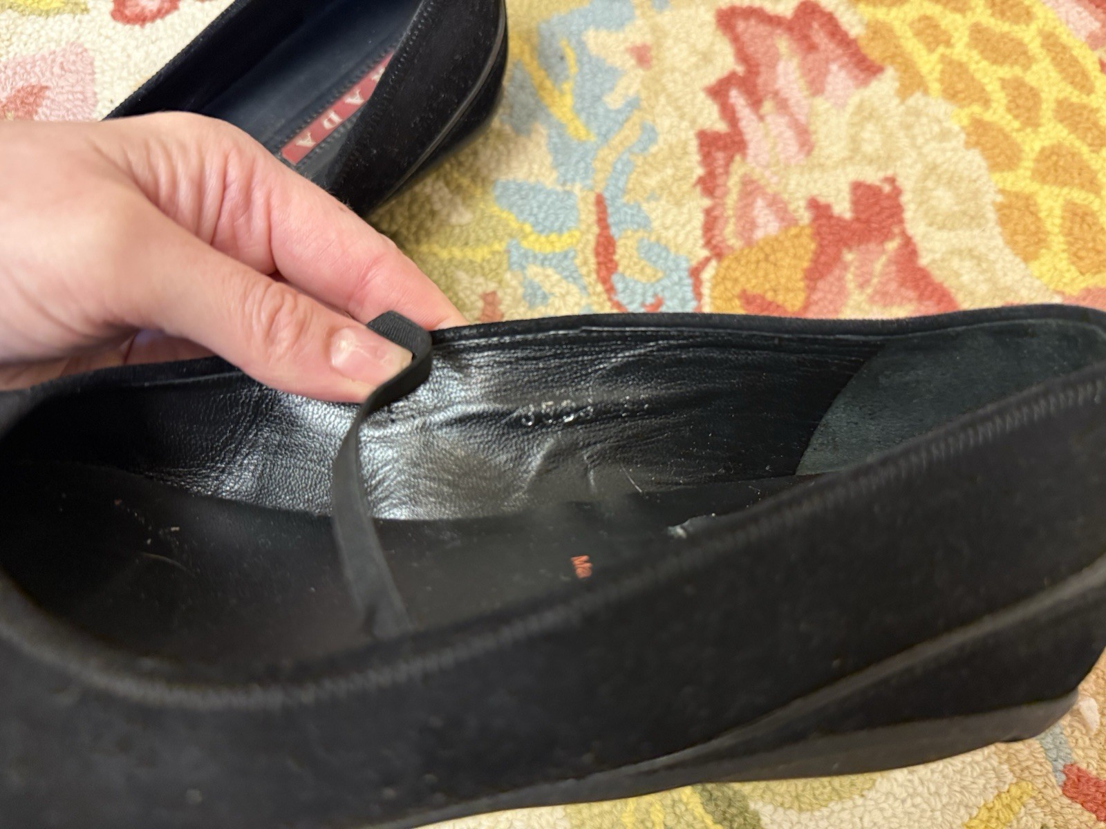 PRADA Vintage Balletcore Black Suede Mary Jane Ballerina Flats - Size 37/7 thumbnail 4