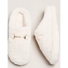 NWT Maeve Sherpa Fleece Bit Scuff Slippers  Cream  Size 6/7