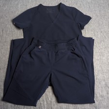 Figs Scrub Set Women's XS - Casma Top, Athletic Pants - Navy Blue Scrubs