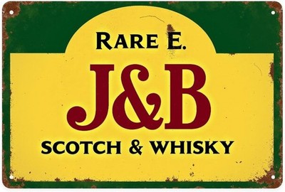 J&B Scotch Whiskey Tin Metal Signs Home Décor 8x12 Vintage Rare E. J&B Scotch &