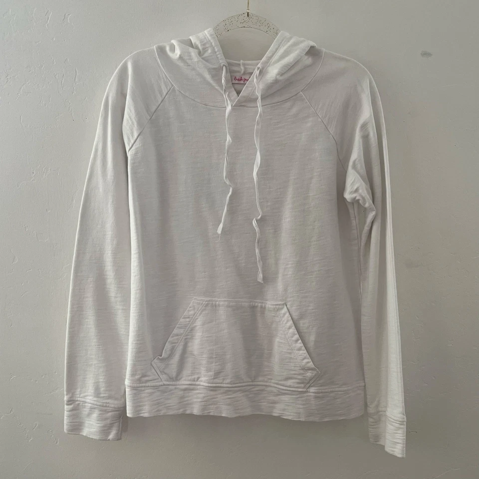 Fresh Produce Pullover Sudadera con Capucha Bolsillos Minimalista EE. UU. Blanco Talla XS Foto 3 de 4