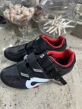 Peloton Cycling Shoes With Clips Black Red White Size EU 38 US 7.5