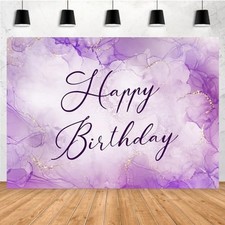 Purple Happy Birthday Backdrop Photography Background Decorations