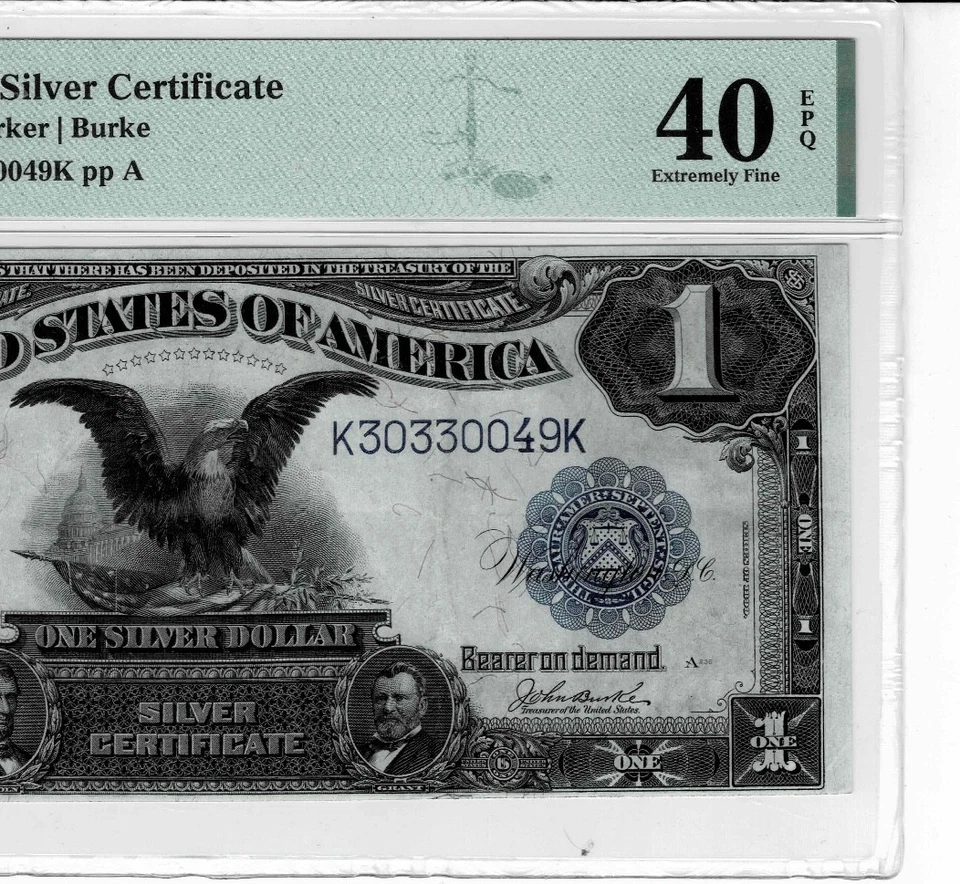 1899 $1 Silver Certificate 'Black Eagle' note-fr.232--PMG EF 40 EPQ - Image 4 of 4