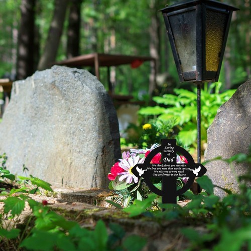 Cross Memorial Stakes Grave Decorations for Cemetery Sympathy Waterproof Meta... - Picture 5 of 8