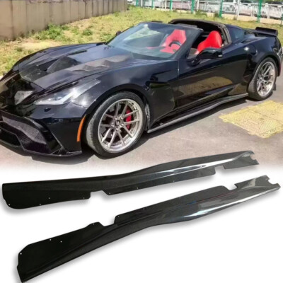 Carbon Fiber Bumper Side Skirts Lip for Chevrolet Z06 Corvette C7 2014-2019