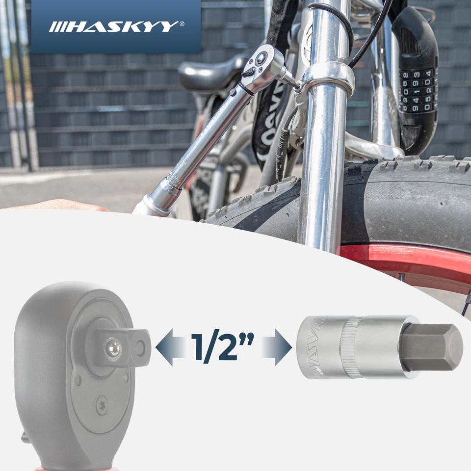 HASKYY 1/2 Zoll Innensechskant Inbus Schlüssel Nuss Set 5-22 mm Stecknüsse 12tlg - Bild 3 von 4