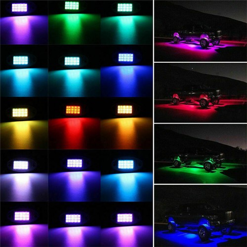 8pcs RGB LED Rock Lights Pod Offroad Truck Boat Lamp Under Glow Remote Univerasl - Picture 4 of 13