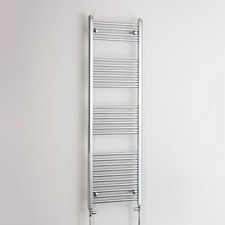 400 x 1600 Chrome Heated Towel Rail Flat or Curved Radiator for Central Heating