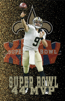 New Orleans Saints Lithograph print of Drew Brees Super Bowl 44
