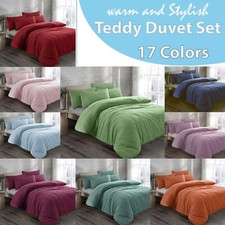Teddy Bear Fleece Duvet Cover Set Sherpa Thermal Warm Bedding Duvet Cover Set