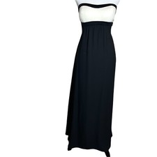 Express Strapless Black & Ivory Maxi Dress Formal Prom Party Side Cutouts Size 6