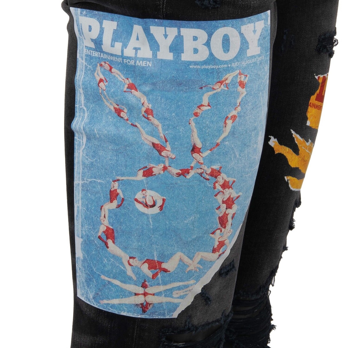 AMIRI Distressed Stretch Skinny Jeans Pants with Playboy